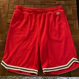 Gap basketball shorts. Red, with white and Gray.